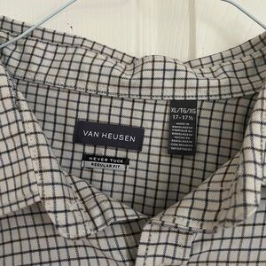 Van Heusen checker plaid pattern button down shirt